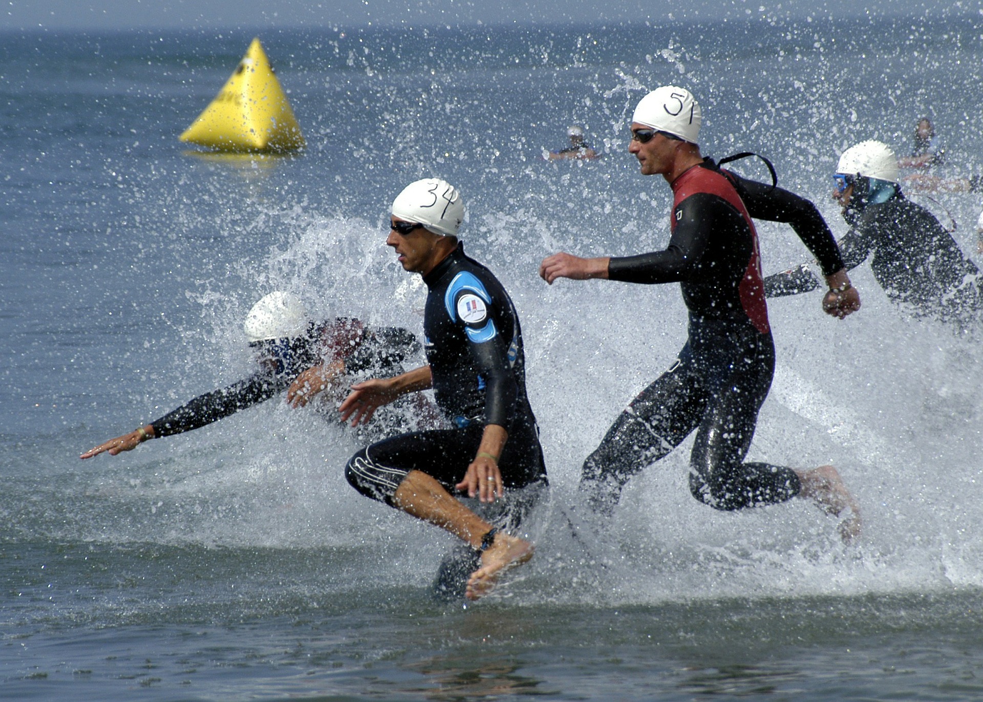 départ de natation en thiathlon